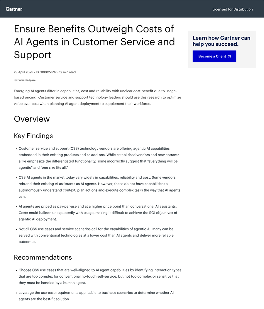 Ensure Benefits Outweigh Costs of AI Agents in Customer Service and Support